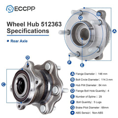 2 Rear Wheel Hub Bearing Assembly For Nissan Murano AWD 2003 2004 2005 2006 2007 6B93BC-57