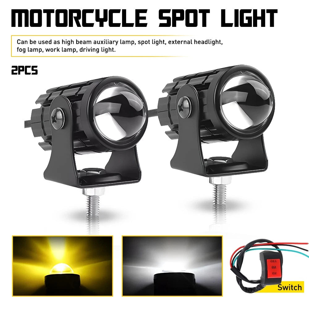 Motorcycle Auxiliary LED Light Driving Spotlights White/Amber Fog Light Truck EA 6B93BC-57