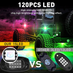 For Polaris RZR XP 1000 900 10X RGB Rock LED Lights Kit Underbody Music Wireless 6B93BC-57
