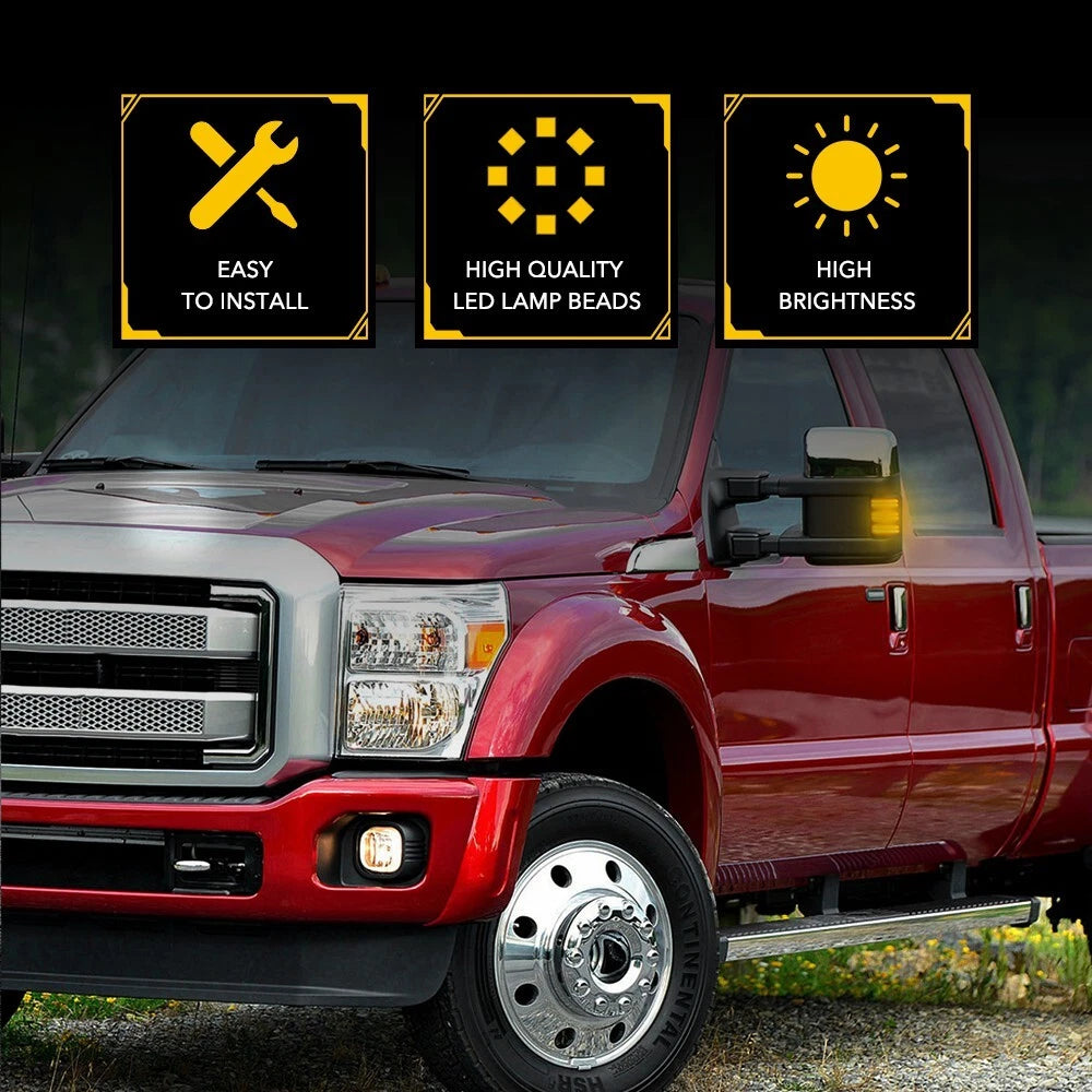 2X Dynamic LED Side Tow Mirror Light Turn Signal For 2008-16 Ford F250-F550 SD A 6B93BC-57