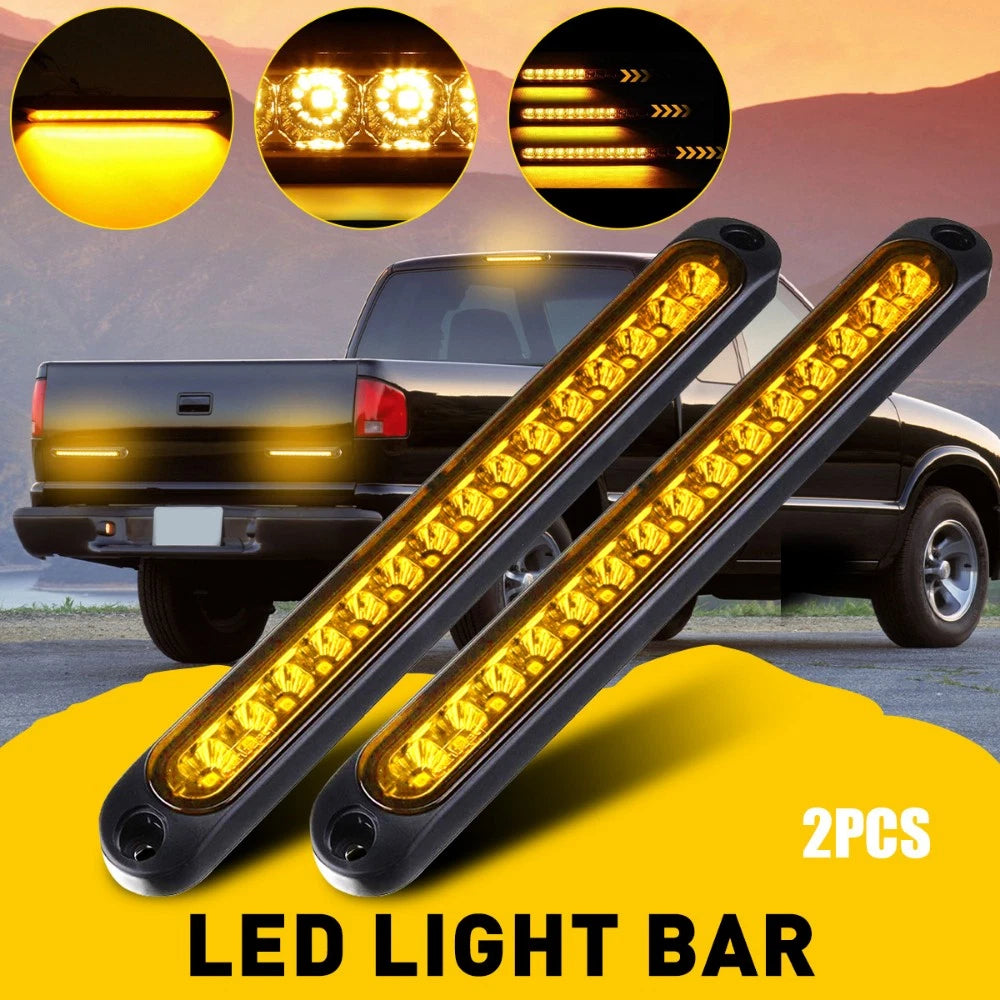 2X LED Amber Strip Truck Trailer Stop Tail Flowing Turn Signal Brake Light Bar 6B93BC-57