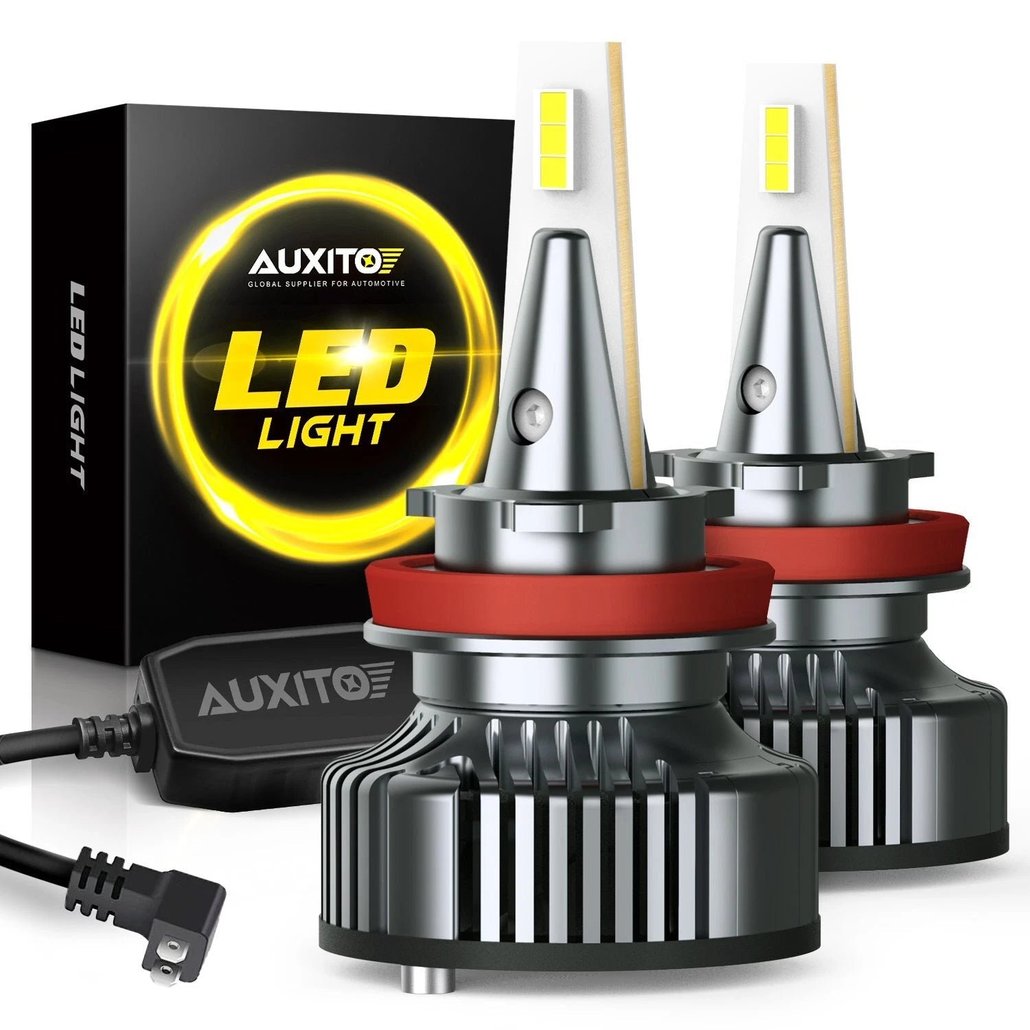 AUXITO H11B Super White No CANbus Error LED Headlight Bulbs High Low Beam Combo AUXITO