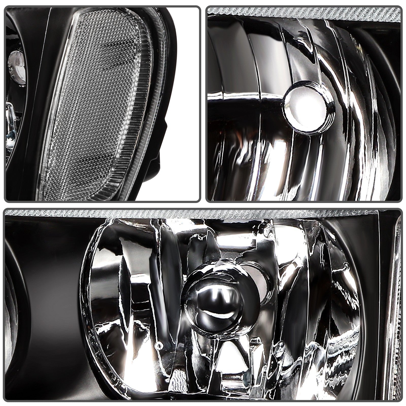 ECCPP Headlights Assembly For Jeep Grand Cherokee 4.0L 4.7L 1999-2004 Pair Black 6B93BC-57