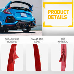 Red Lens Bumper Reflector for 2017-2021 Honda Civic Hatchback 33555-TDJ-J01 EOA 6B93BC-57