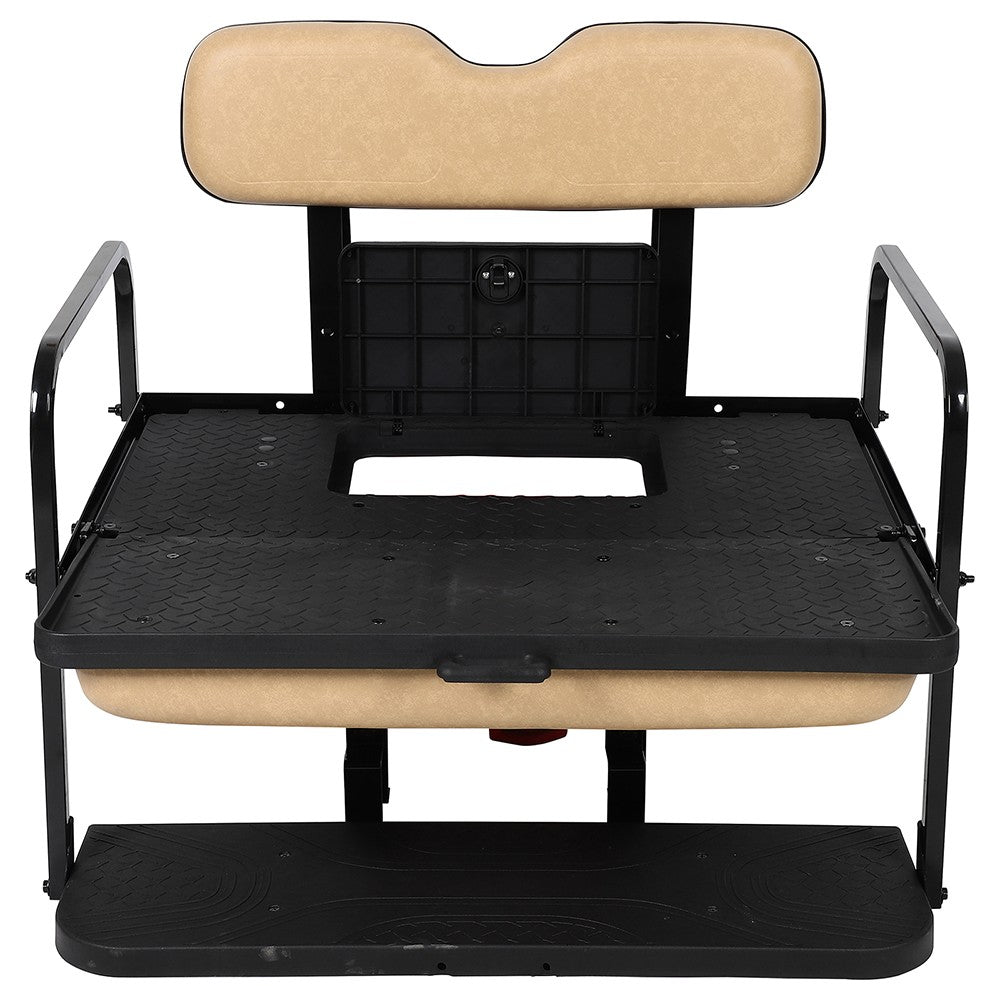Rear Flip Seat Fits EZGO TXT Golf Carts (1994.5-Up) Tan Cushions KOEEP