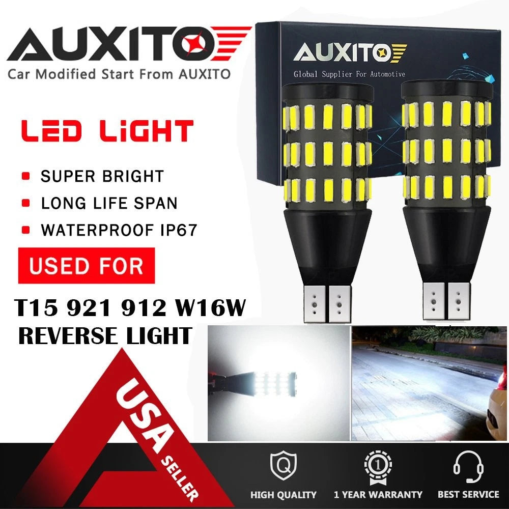 AUXITO LED Reverse Back Up Light Bulb 921 912 W16W T15 906 916 Super White 6000K AUXITO
