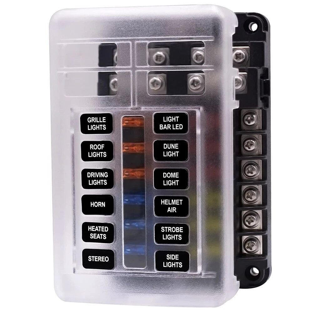 Fuse Box with Negative Bus Blade Fuses Holder Block LED for Car Boat Truck EOA 6B93BC-57