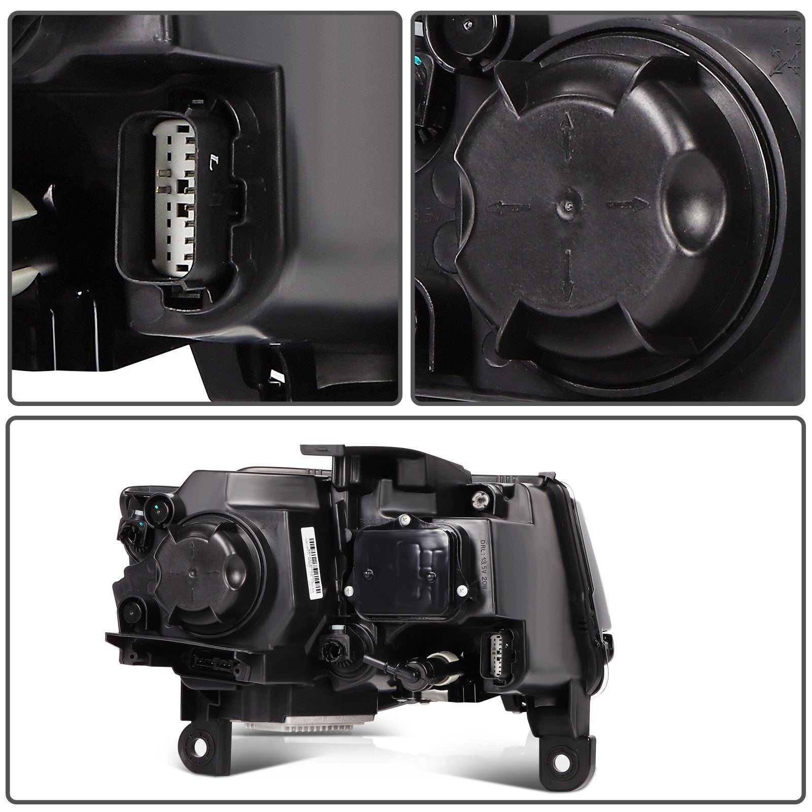 Pair Kit HID Headlights Assembly For 2014-2016 Jeep Grand Cherokee Black Amber 6B93BC-57