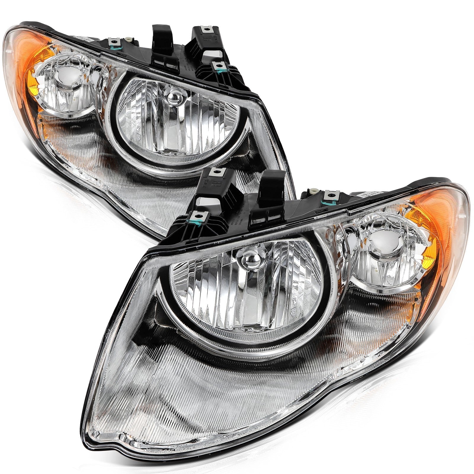 Pair Kit Headlights For 2005-2007 Chrysler Town & Country 3.3L 3.8L Chrome Amber 6B93BC-57