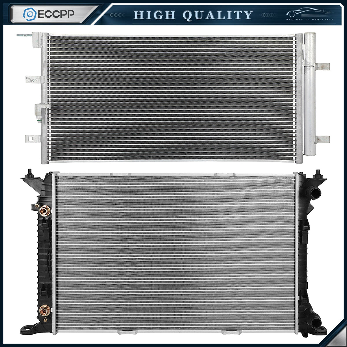 Aluminum Radiator & AC Condenser Cooling Kit For 2009-2014 2015 2016 Audi A4 6B93BC-57