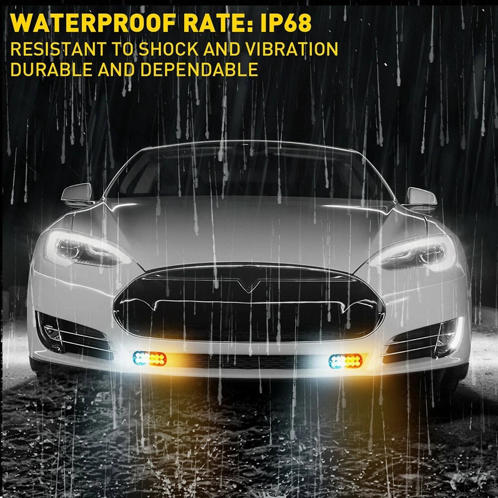White Amber Emergency Strobe Lamps 12LED Surface Flashing Mount Truck Lights car 6B93BC-57
