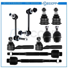 10x Upper Lower Ball Joints + Sway Bars Tierod Boots For 2003 - 09 GX470 4Runner