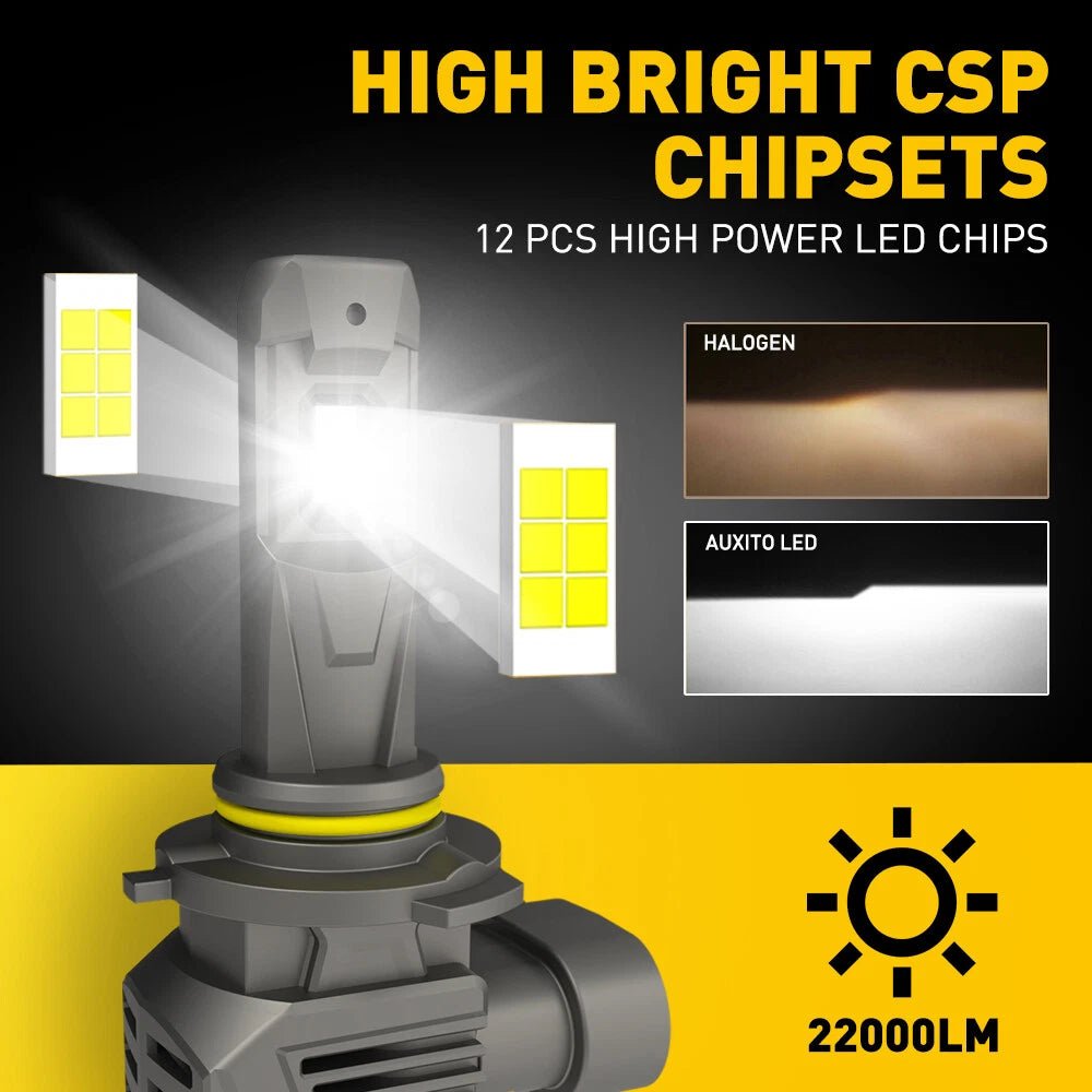 AUXITO CANBUS 9005 LED Headlight Super Bright Bulbs White High/Low Beam M5S EOA AUXITO