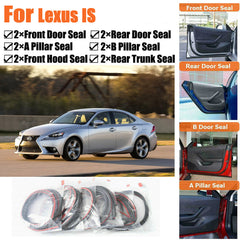 Door Rubber Seal Strips Weather Draft Wind Noise Reduction Kit For Lexus IS