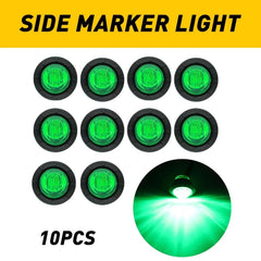 10X Mini 3/4" Round LED 3 Green Side Marker Truck Trailer Bullet Light Lamps 12V 6B93BC-57
