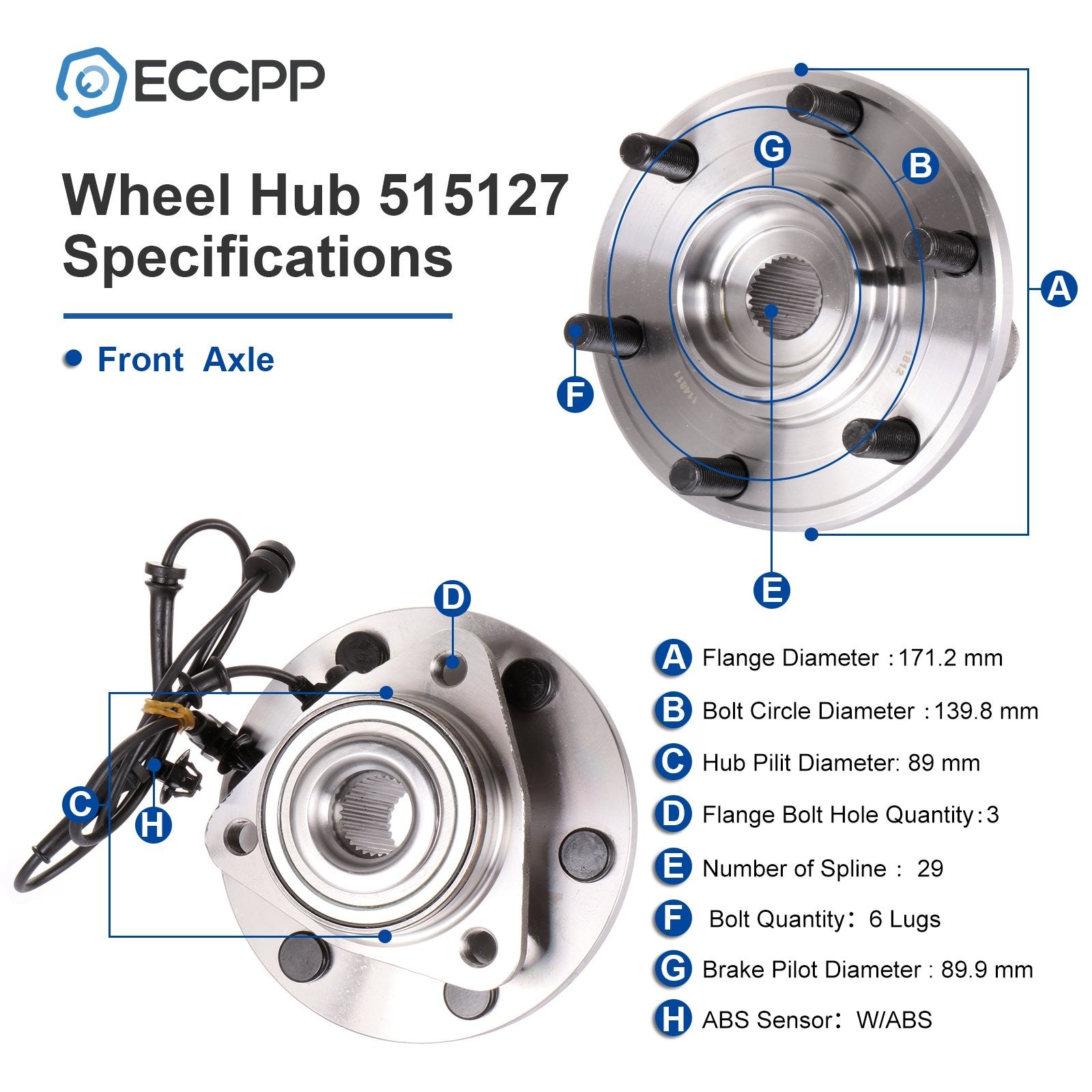 Pair Front Wheel Hub Bearings Assembly For Infiniti QX80 QX56 For Nissan Armada 6B93BC-57
