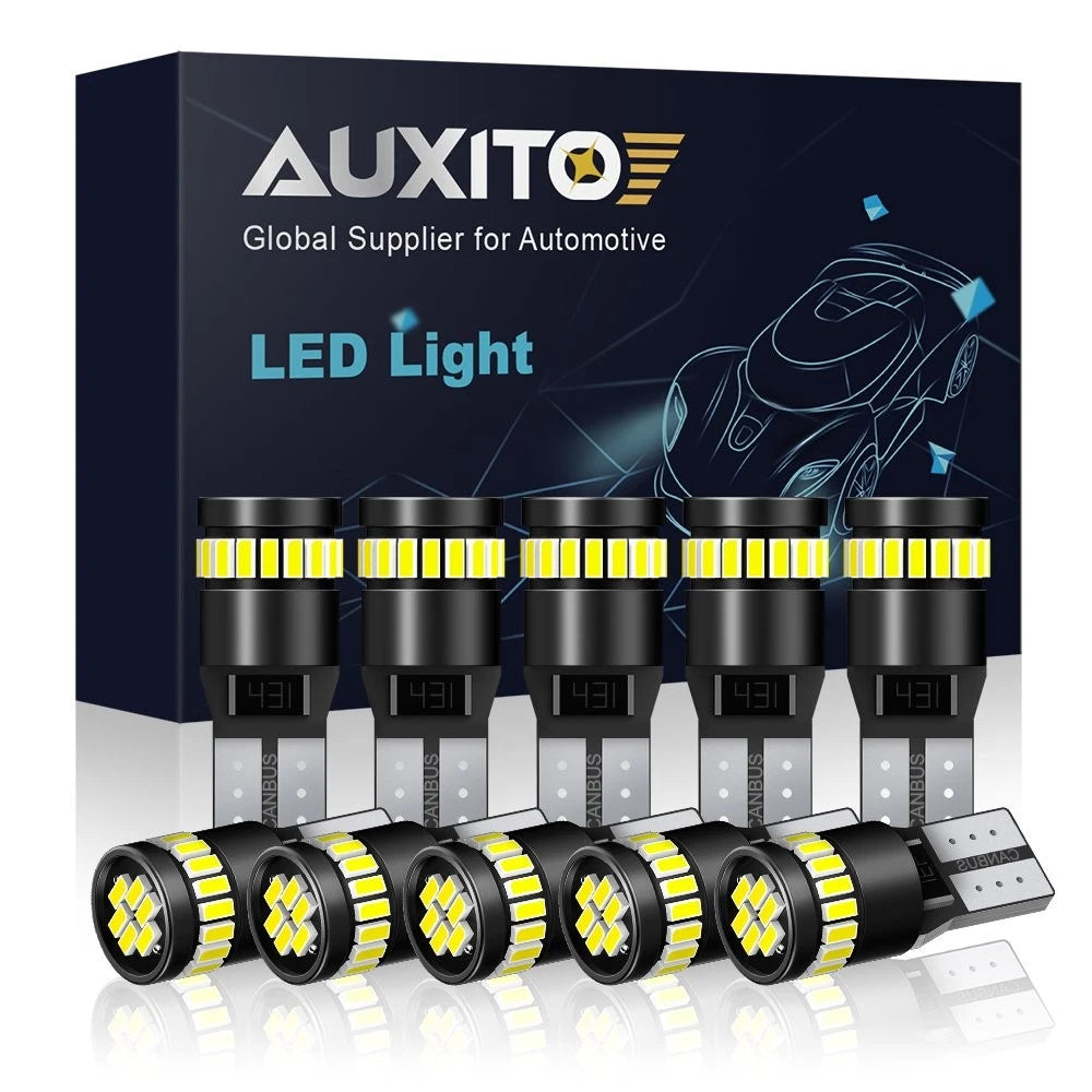 AUXITO 10pcs Super Bright 194 168 175 2825 T10 Car CANBUS 24SMD White LED Bulbs AUXITO