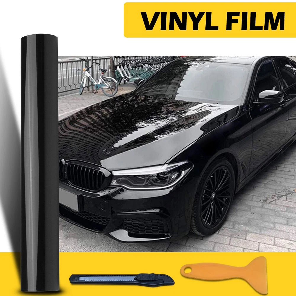 Gloss Black Vinyl Automotive Wrap Film Roll Wrap Car Stickers 59IN x 11.8IN EOA 6B93BC-57