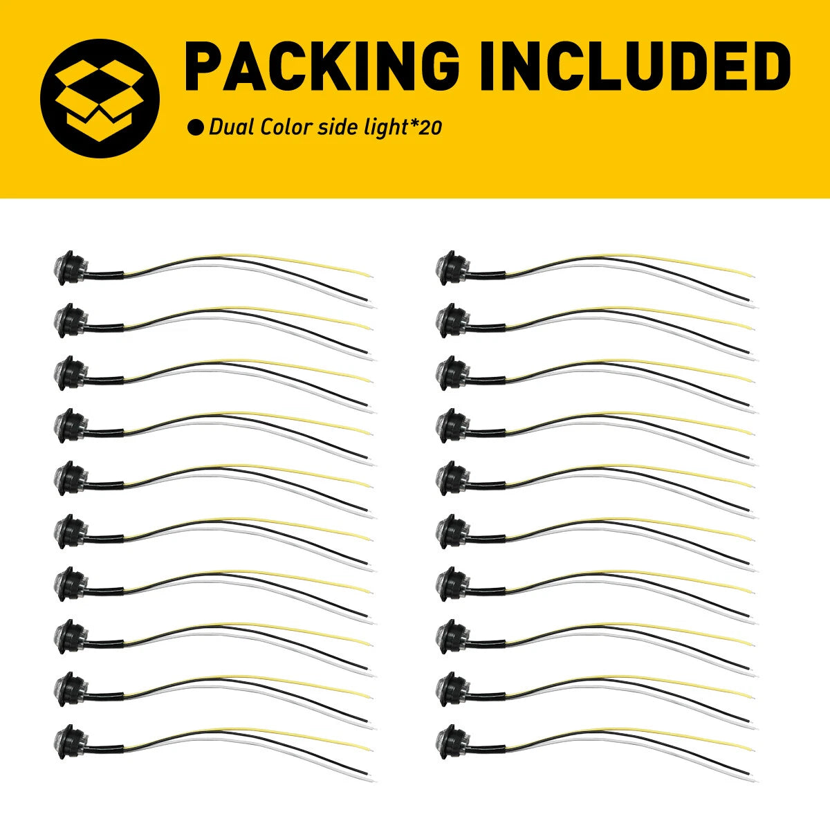 3/4" Dual Color Round Truck Trailer LED Side Marker Lights 3-Wires with Bullet A 6B93BC-57