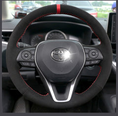Black Suede Leather Steering Wheel Stitch on Wrap Cover For Toyota Camry 2018-21