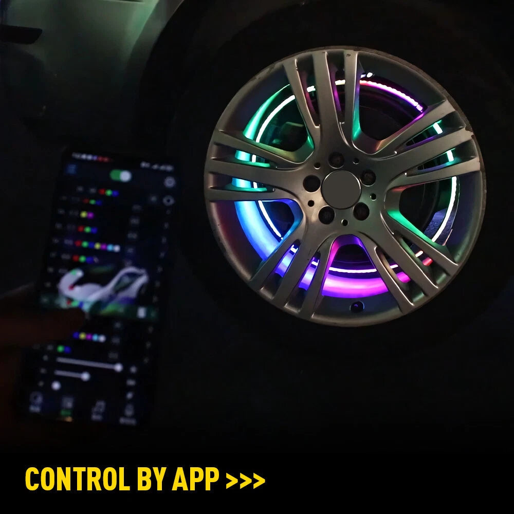 4X 17.5" Pure White Triple Row LED Wheel Rim Lights For Truck Remote Control APP 6B93BC-57