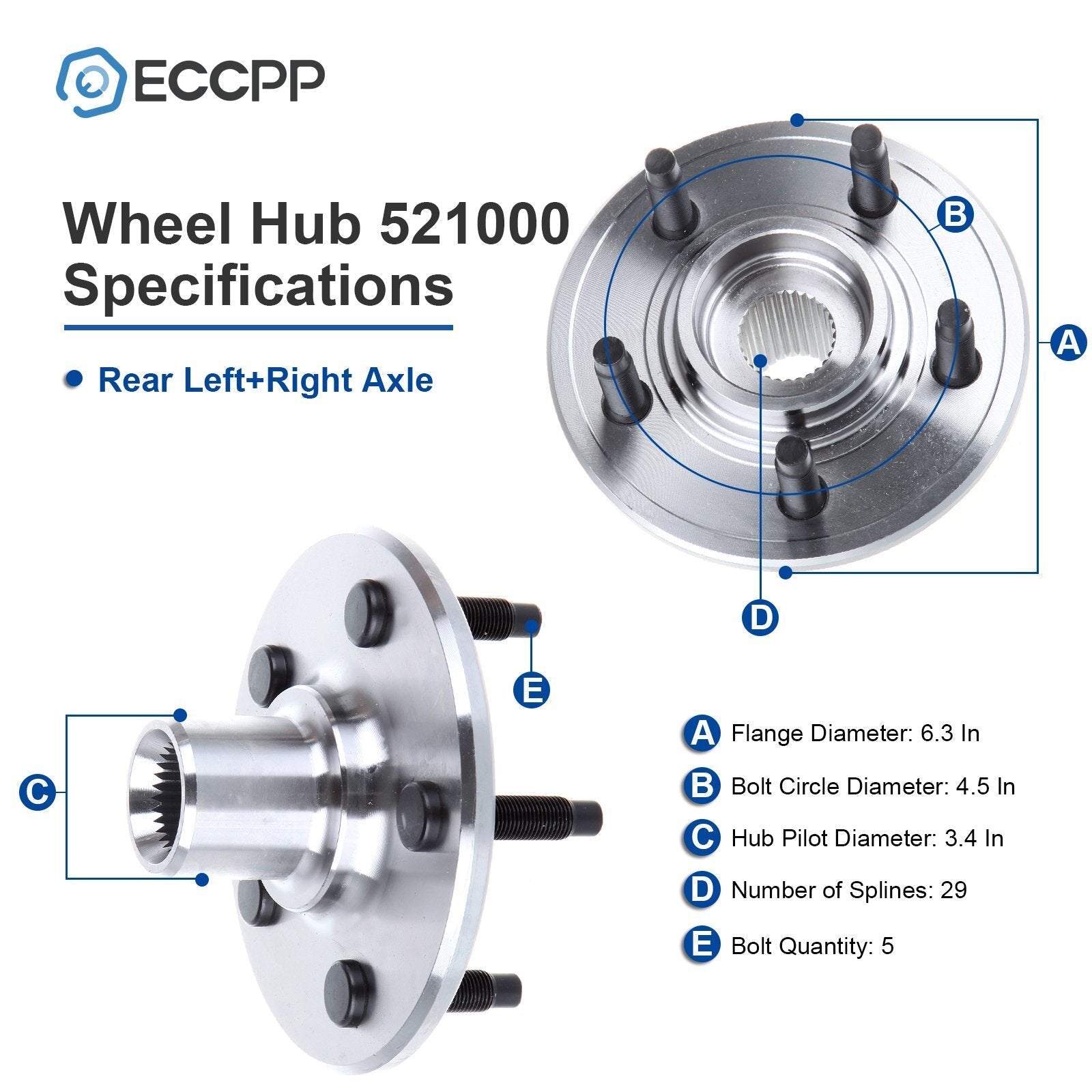1X Rear Wheel Hub & Bearing Kit For Ford Explorer Mercury Mountaineer 2002-2010 6B93BC-57