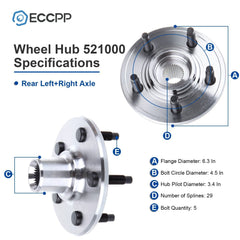 1X Rear Wheel Hub & Bearing Kit For Ford Explorer Mercury Mountaineer 2002-2010 6B93BC-57