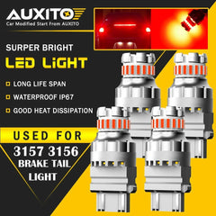 4X AUXITO 3157 Red LED Strobe Flashing Blinking Brake Tail Light/Parking Bulbs A AUXITO