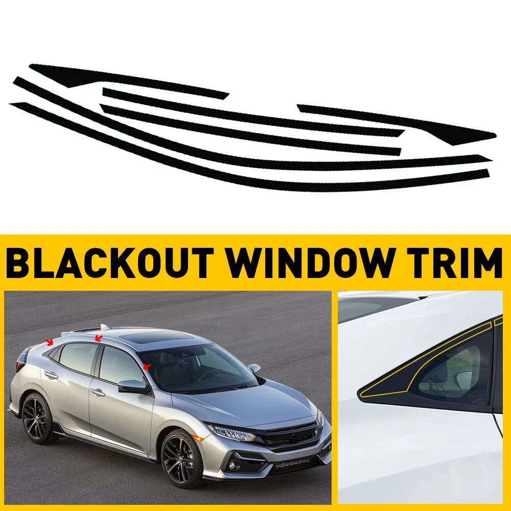Chrome Delete Blackout Window Trim Gloss Black For 16-2021 Honda Civic Sedan EOA 6B93BC-57