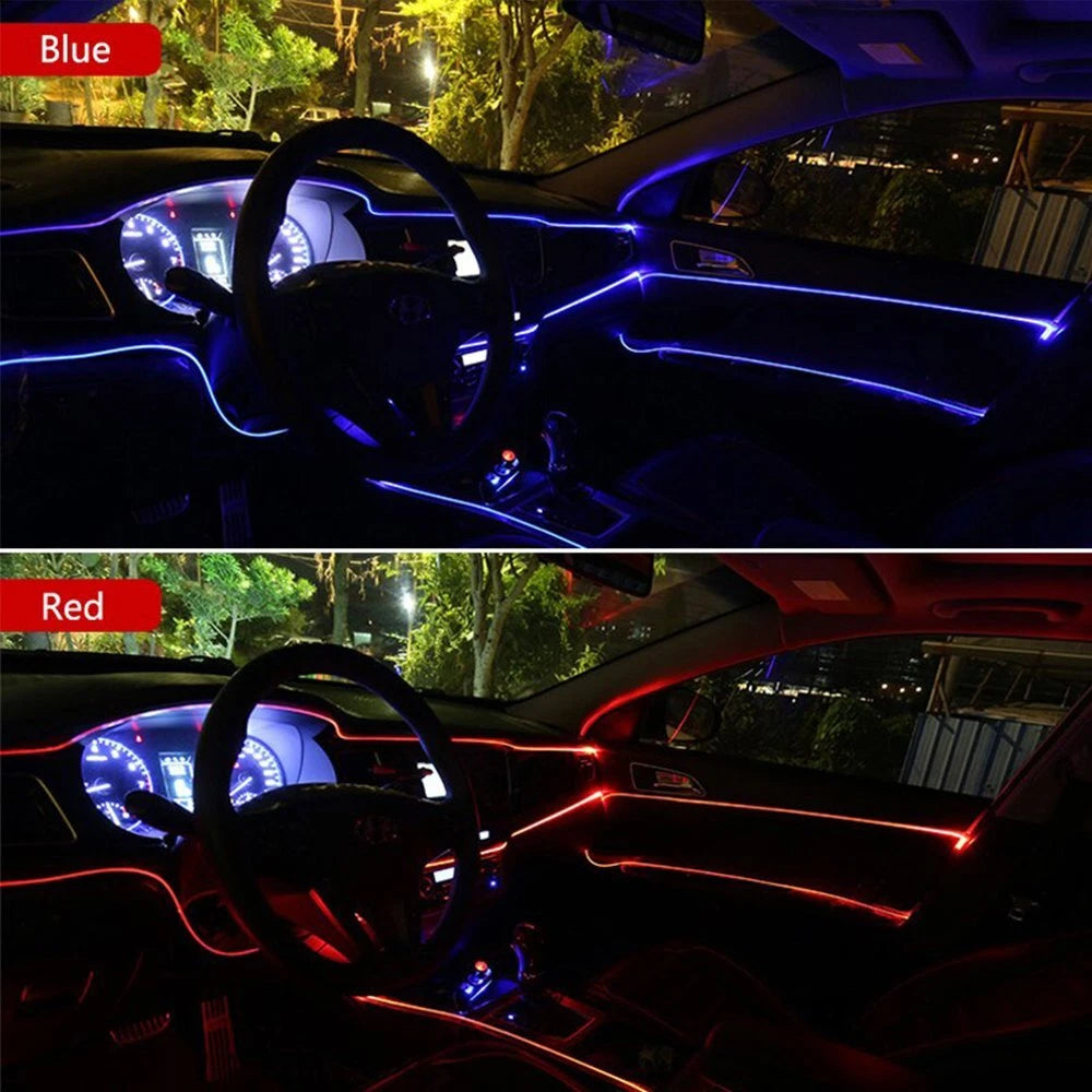 6.6FT LED Red Car Interior Decor Atmosphere Wire Strip Light Lamp Accessories 6B93BC-57