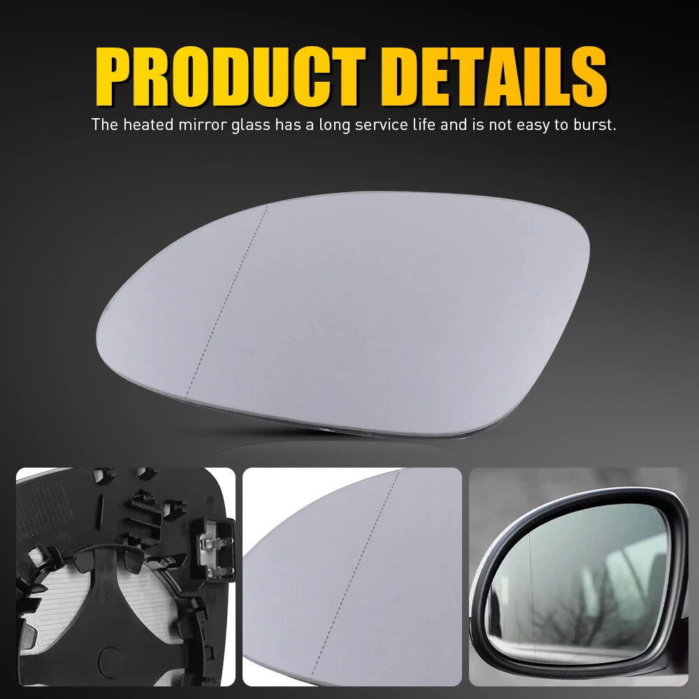 Driver Left Side Mirror Glass Heated For 2009-2017 VW Tiguan w/Backing Plate EOA 6B93BC-57