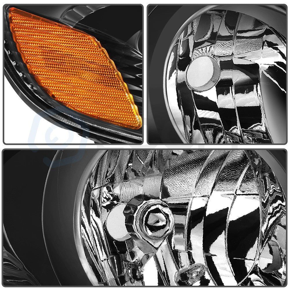 Pair Kit Headlights Assembly For 2003-208 Toyota For Corolla 1.8L Black Amber 6B93BC-57