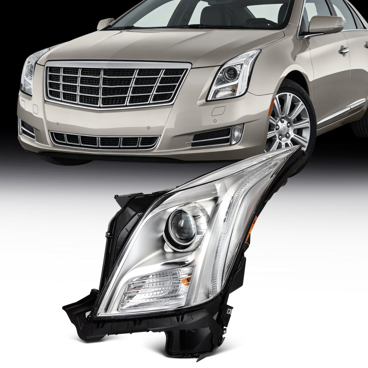 Driver Left Side HID Headlight Assembly For 2013-2017 Cadillac XTS 3.6L Chrome 6B93BC-57