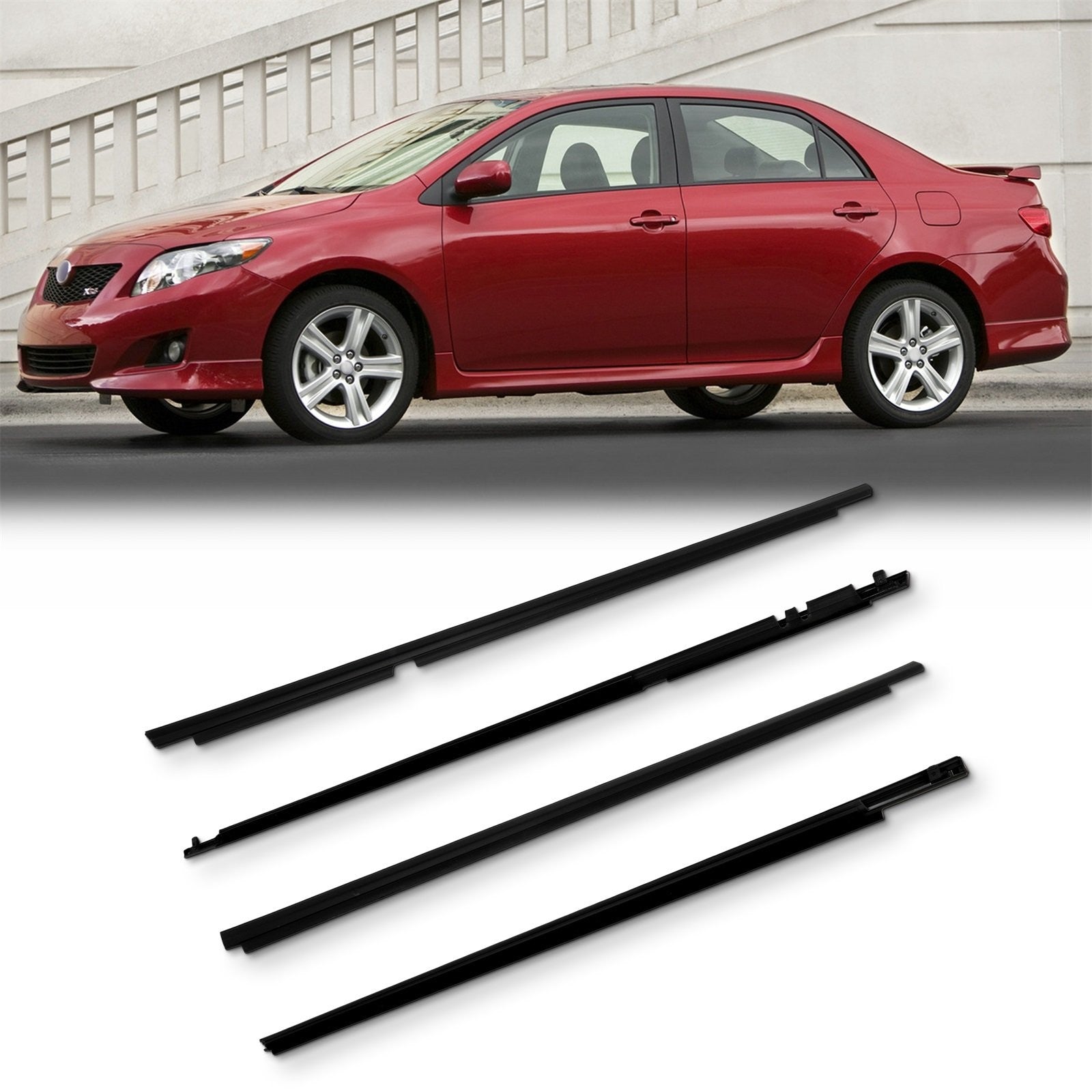 For 2009 2010-2012 Toyota for Corolla Door Window Seal Belt Molding Front & Rear KOEEP