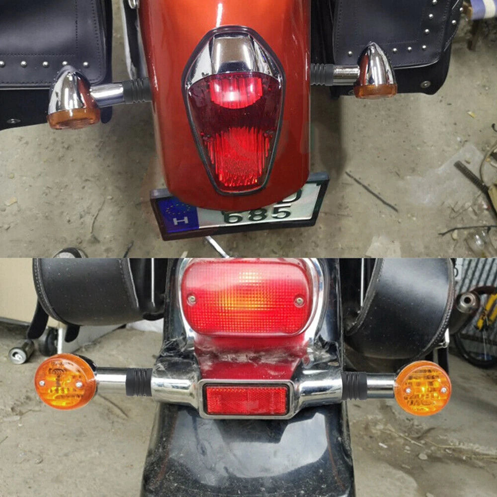 2pcs Chrome Motorcycle Bullet Signals Turn Blinker Light Indicator Lamps Amber 6B93BC-57