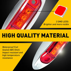 10x Amber+Red LED Side Light Marker Clearance Light for Trailer Truck RV Camper 6B93BC-57