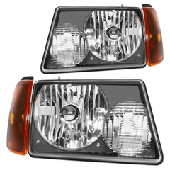 Pair Kit Halogon Headlights Assembly For 2001-2011 Ford Ranger Black Amber 6B93BC-57