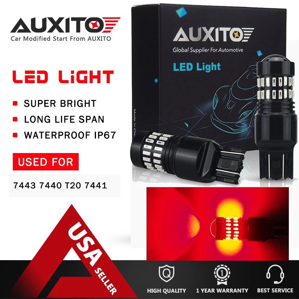 Alert Flash Strobe Blinking 7443 7440 Red LED Brake Tail Stop Signal Light Bulb 6B93BC-57
