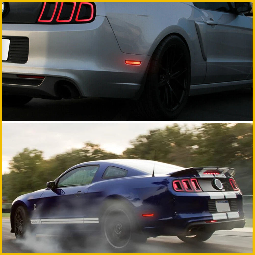 2x Red LED Rear Marker Lamps Side Reflector Lights For 2010-2014 Ford Mustang 6B93BC-57