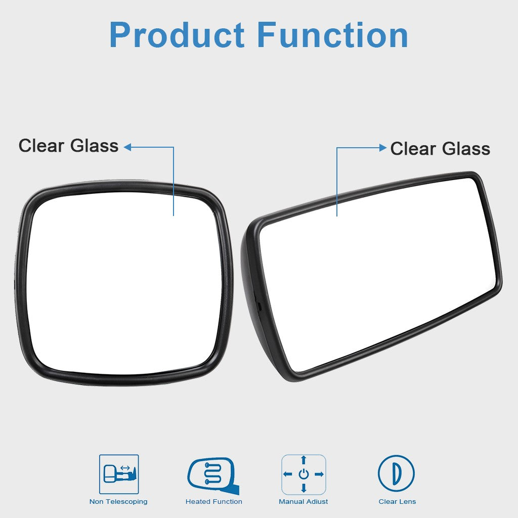 For 03-16 Freightliner Columbia M2 Main Mirror + Wide Angle Mirror Black Heated KOEEP
