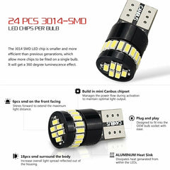 4X AUXITO T10 168 2825 194 LED License Plate Light Bulb 6000K Bright White EOA AUXITO