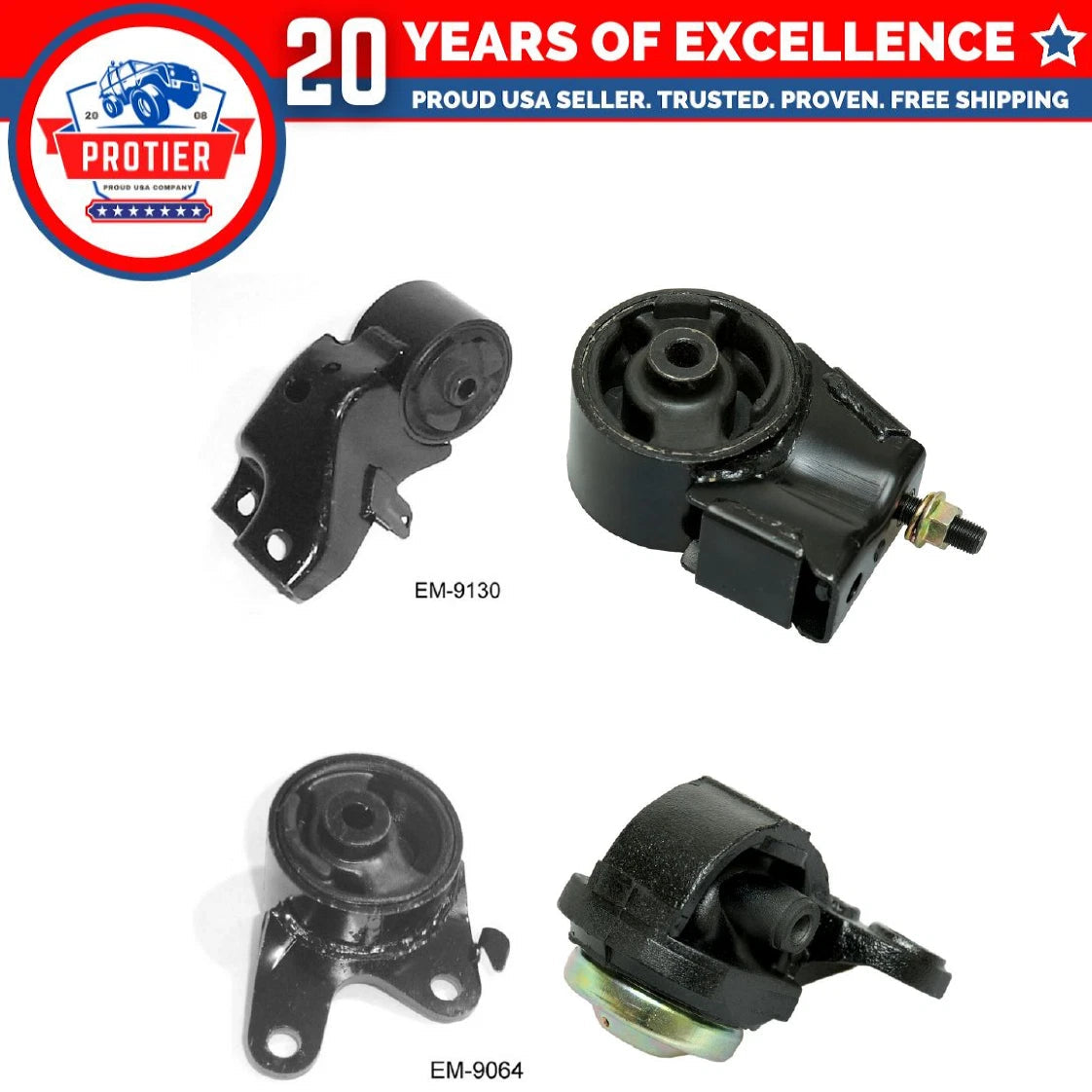 Motor & Trans Mount Set 4PCS for 1989-1992 Ford Probe 2.2L for Manual w/ Turbo 6B93BC-57
