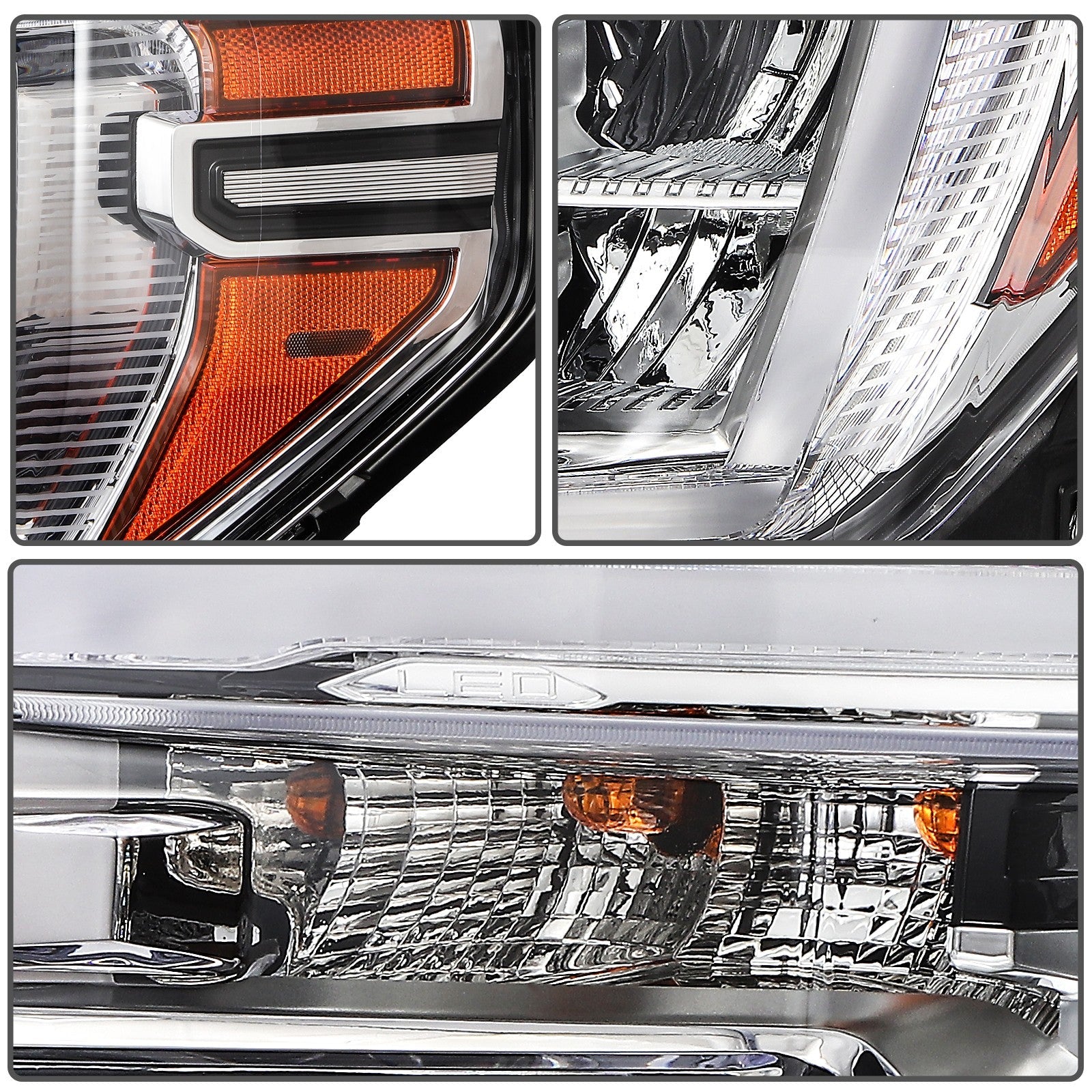 Pair Kit LED Headlights Assembly For 2019-2022 GMC Sierra 1500 Black Amber 6B93BC-57