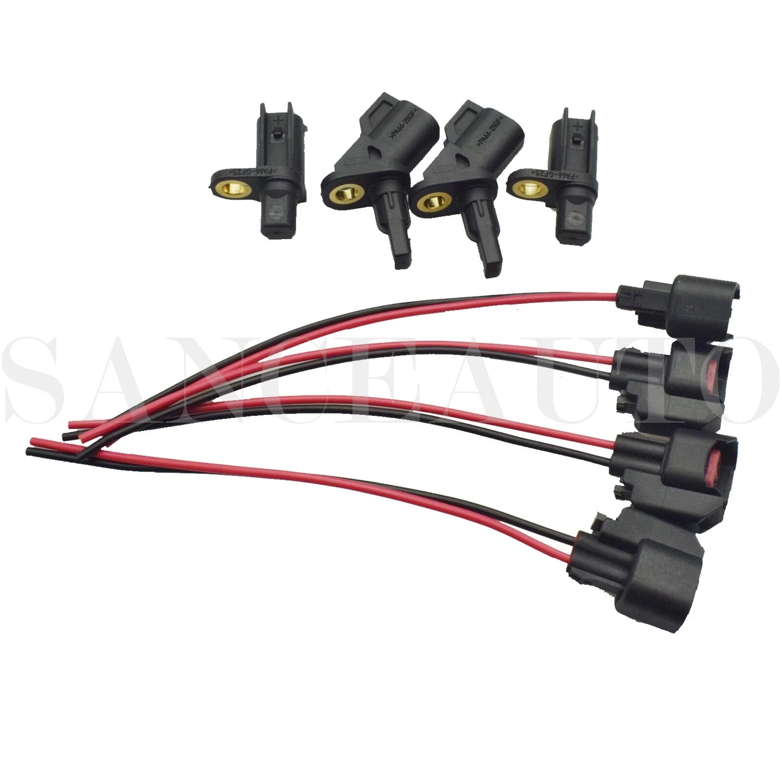 4pc ABS Wheel Speed Sensor W/ Connector Front Rear For Ford Jaguar Lincoln Volvo 6B93BC-57