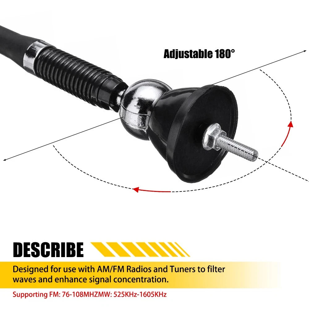 16" Universal Mount Swivel Base Radio Amplified AM/FM Signal Aerial Antenna EOA 6B93BC-57