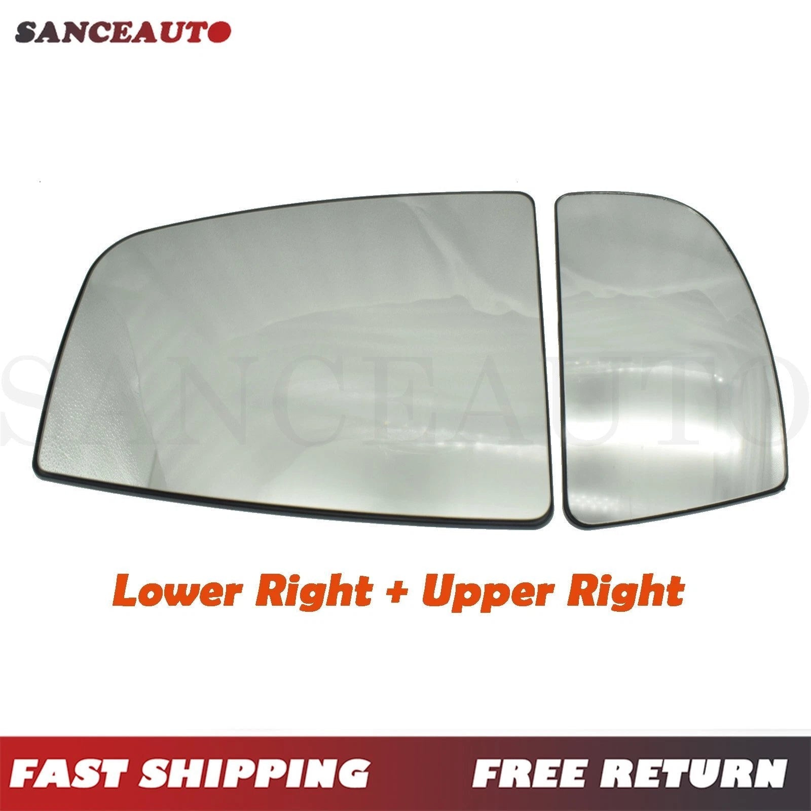 2PC Mirror Glass Upper & Lower Right Side For Ford Transit 150 250 350 2015-2022 6B93BC-57