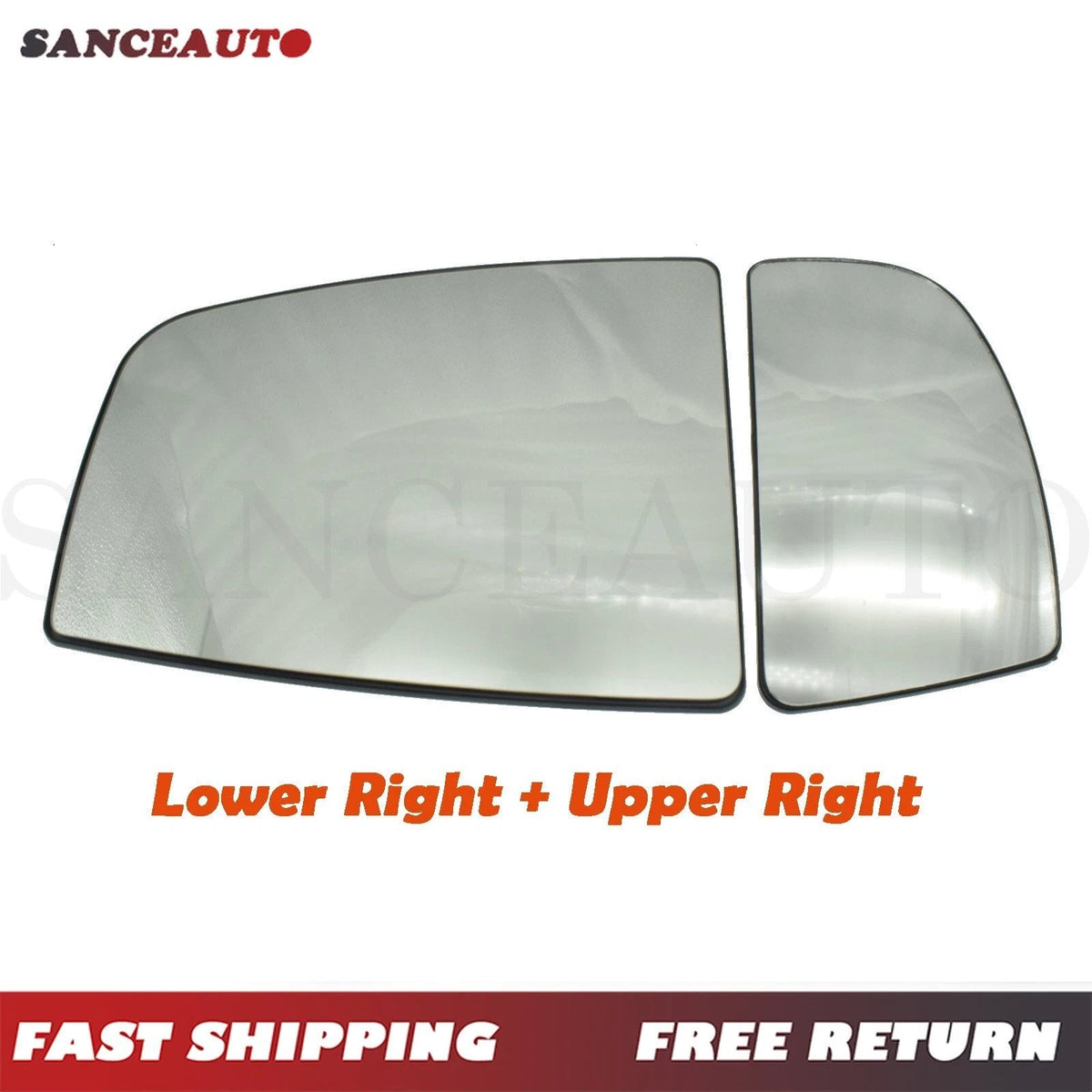 2PC Mirror Glass Upper & Lower Right Side For Ford Transit 150 250 350 2015-2022 6B93BC-57