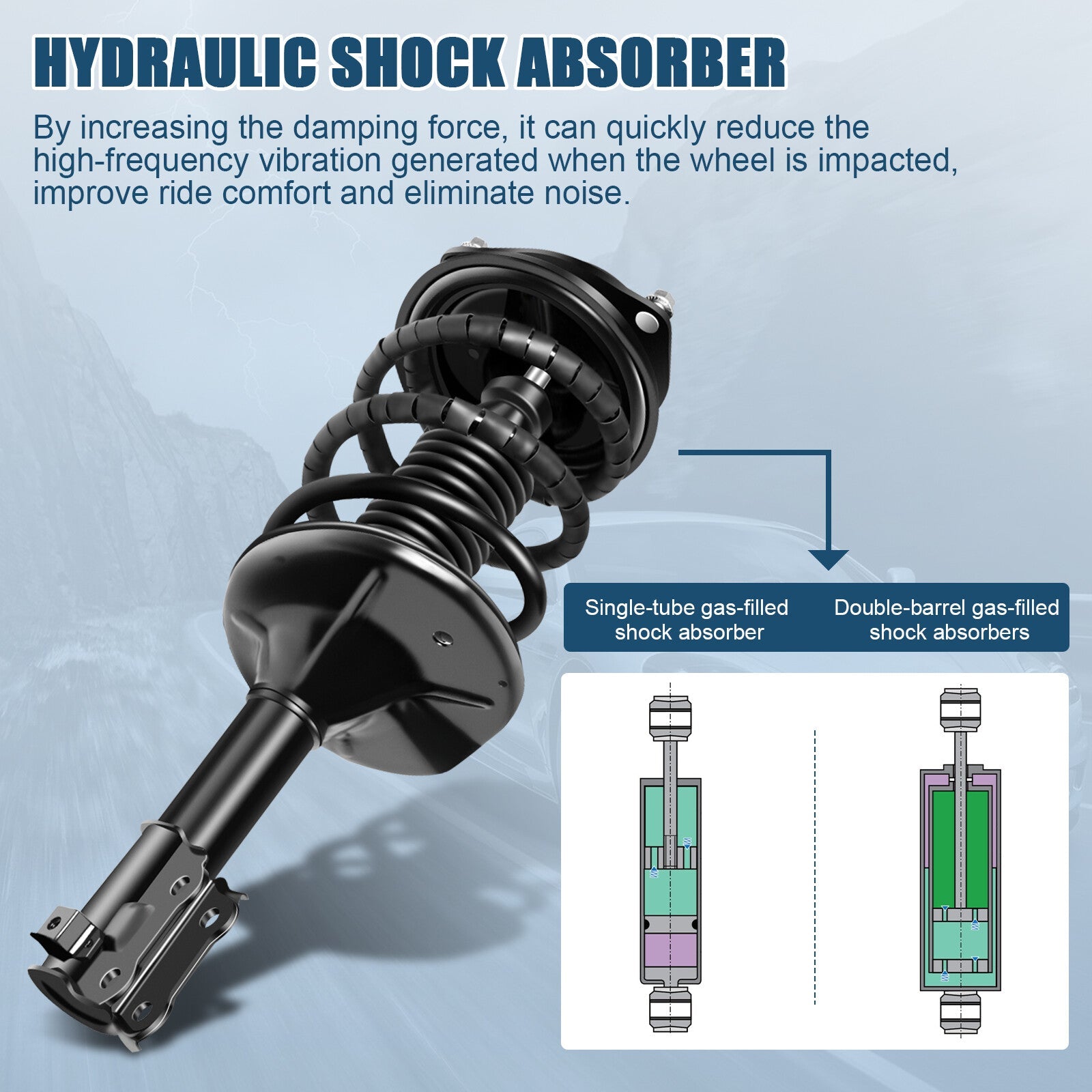 Pair Quick Front Complete Struts Coil Spring Assembly For 00-06 Hyundai Elantra 6B93BC-57