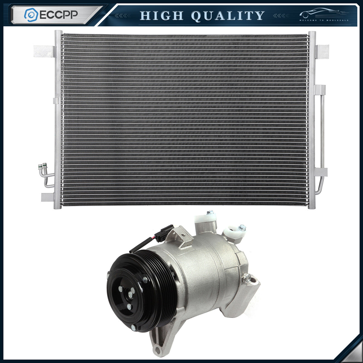 AC Condenser & Compressor Cooling Kit For 2011-2012 2013 2014 2015 Nissan Quest