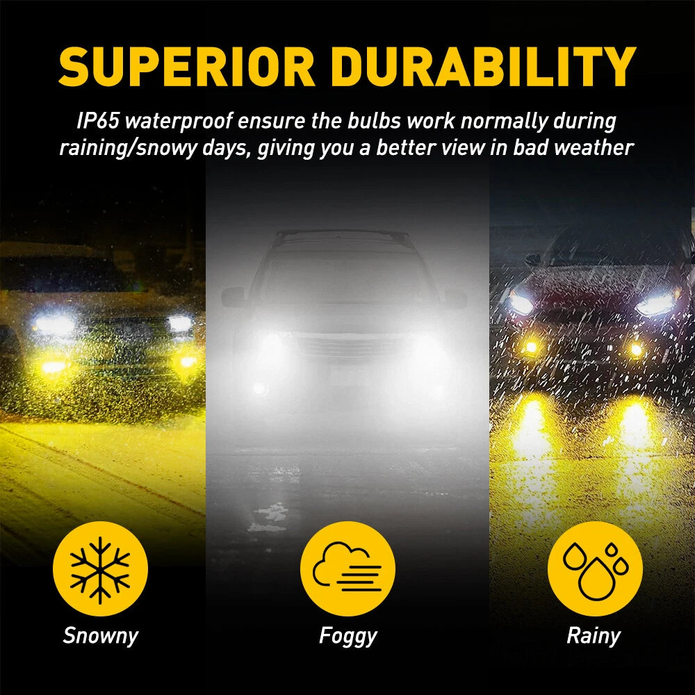 2X Switchback H11 H16 H8 LED Fog Light Bulbs Dual Color Yellow White Canbus EA 6B93BC-57